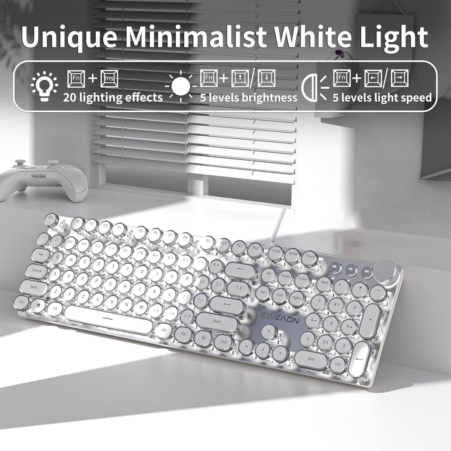 Office Tech - EWEADN Wired Mechanical Keyboard, Retro White