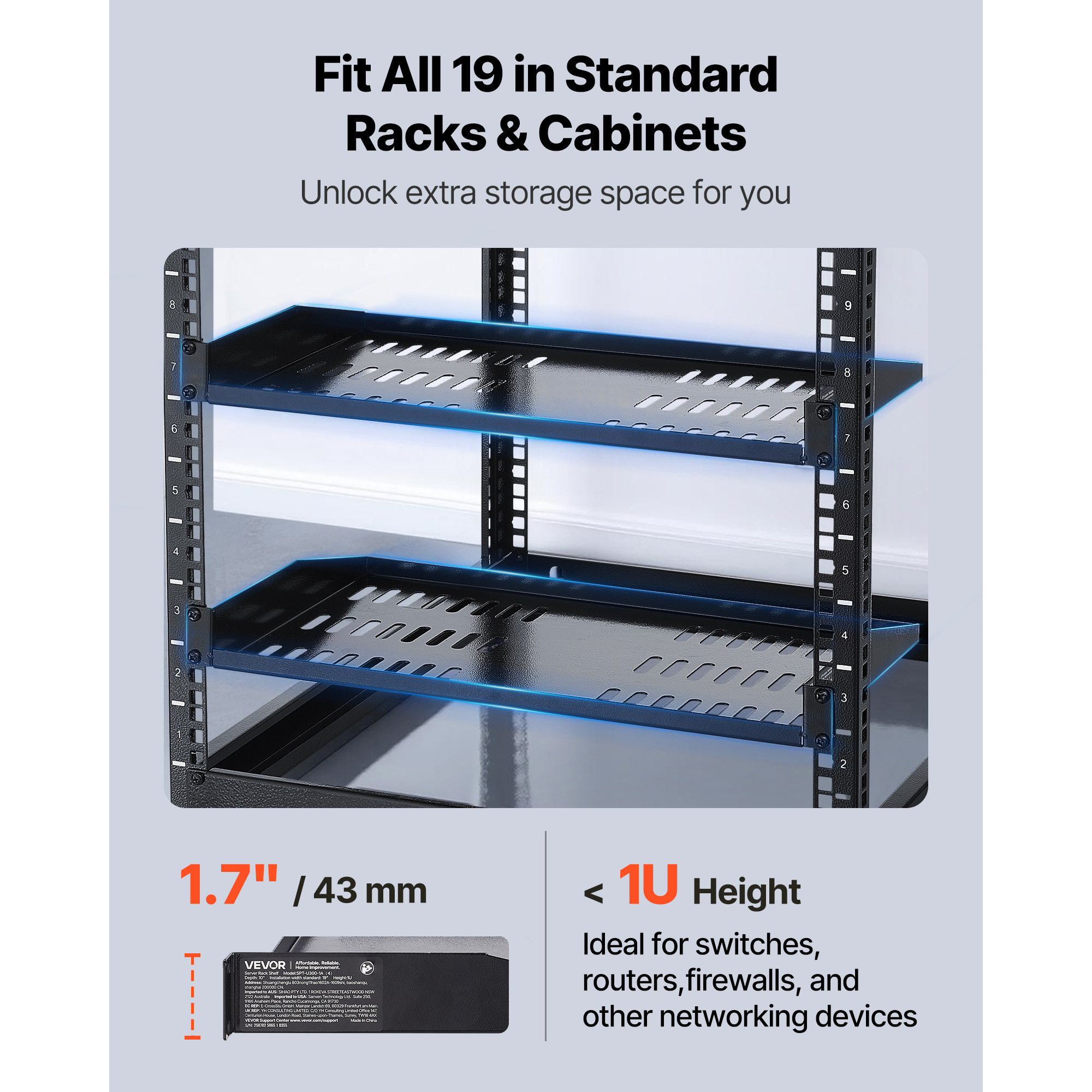 VEVOR 1U Server Rack Shelf 4 P - Server Rack Shelf ulasan dan harga