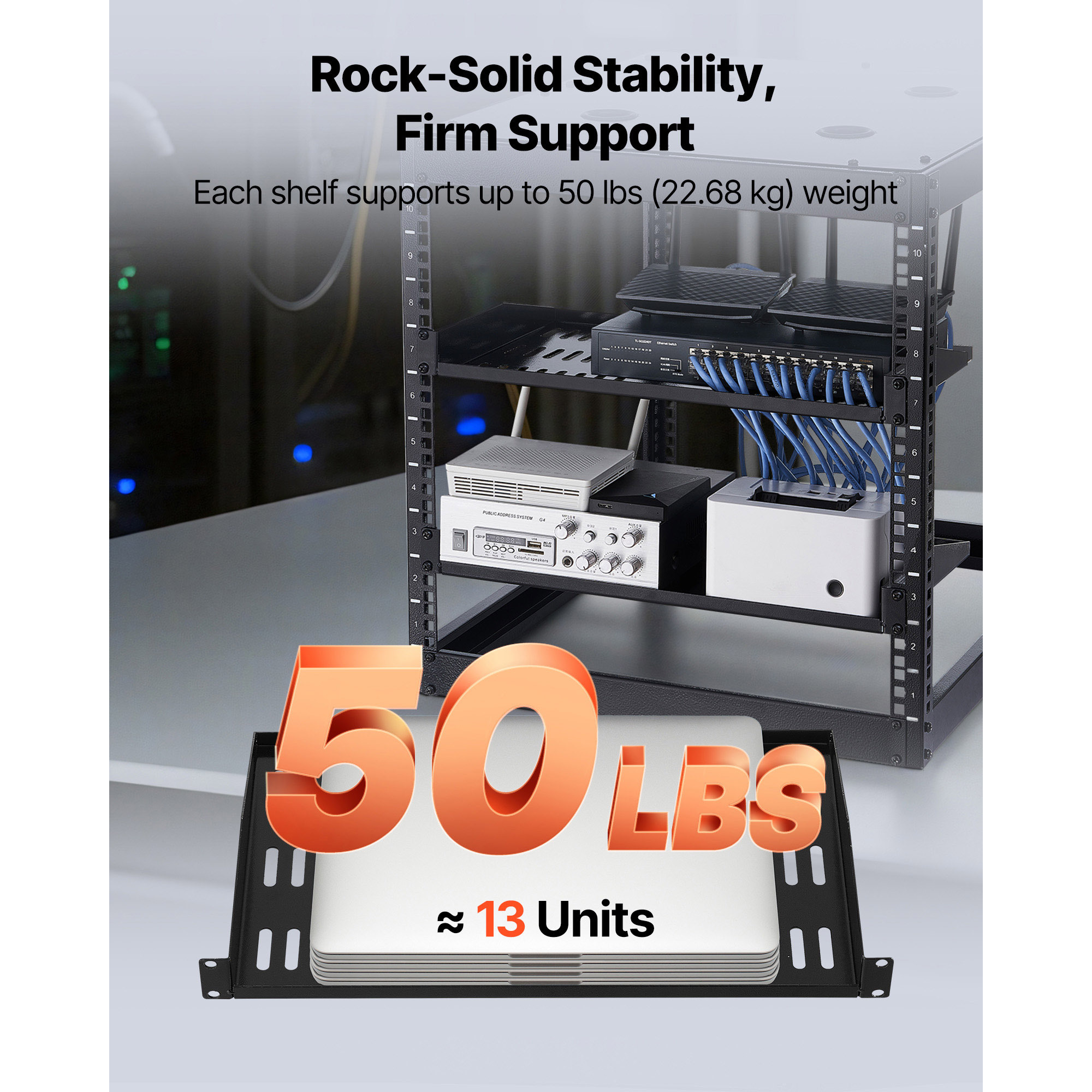 VEVOR 1U Server Rack Shelf 4 P - Server Rack Shelf ulasan dan harga