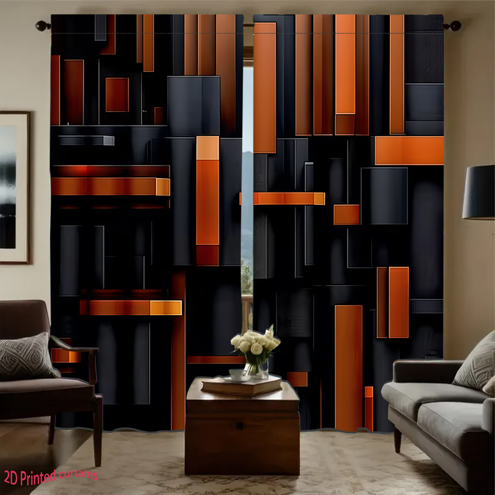 2pcs Abstract Geometric Curtai - Tech Office Youtube ulasan dan harga