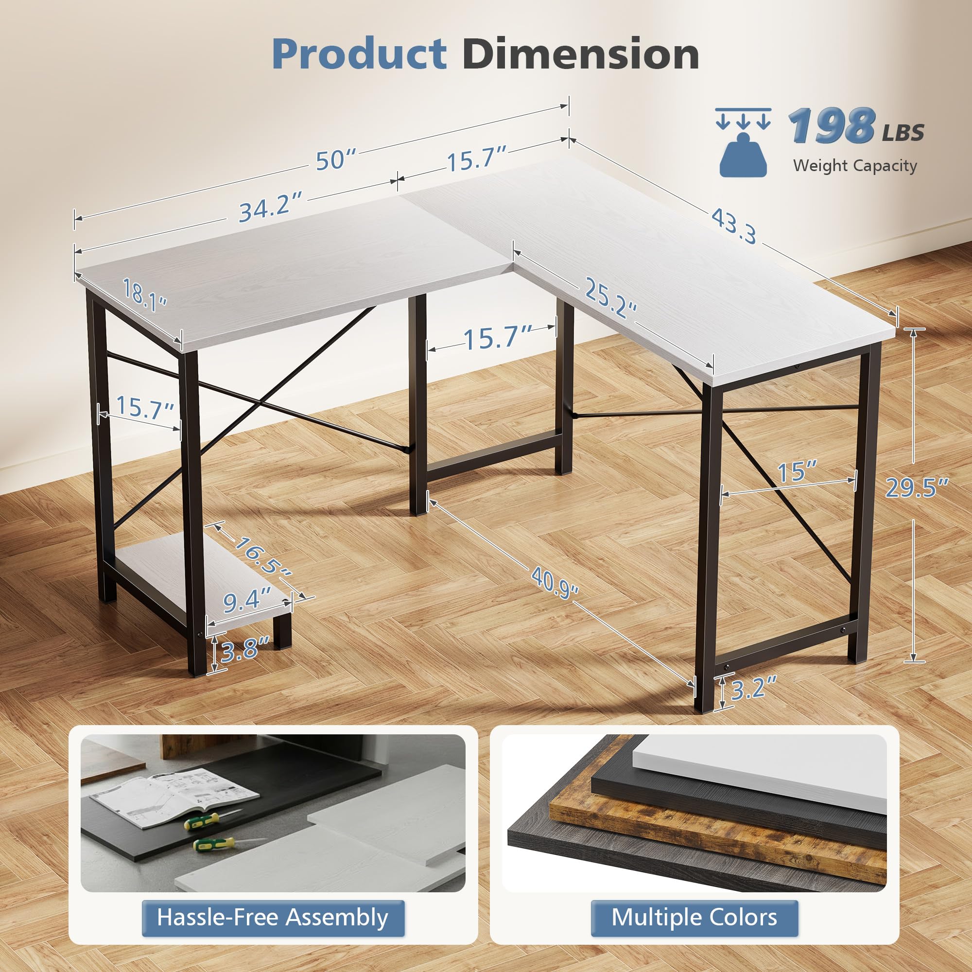 JHK 50 Inch L Shaped Desk Comp - Office Xp ulasan dan harga