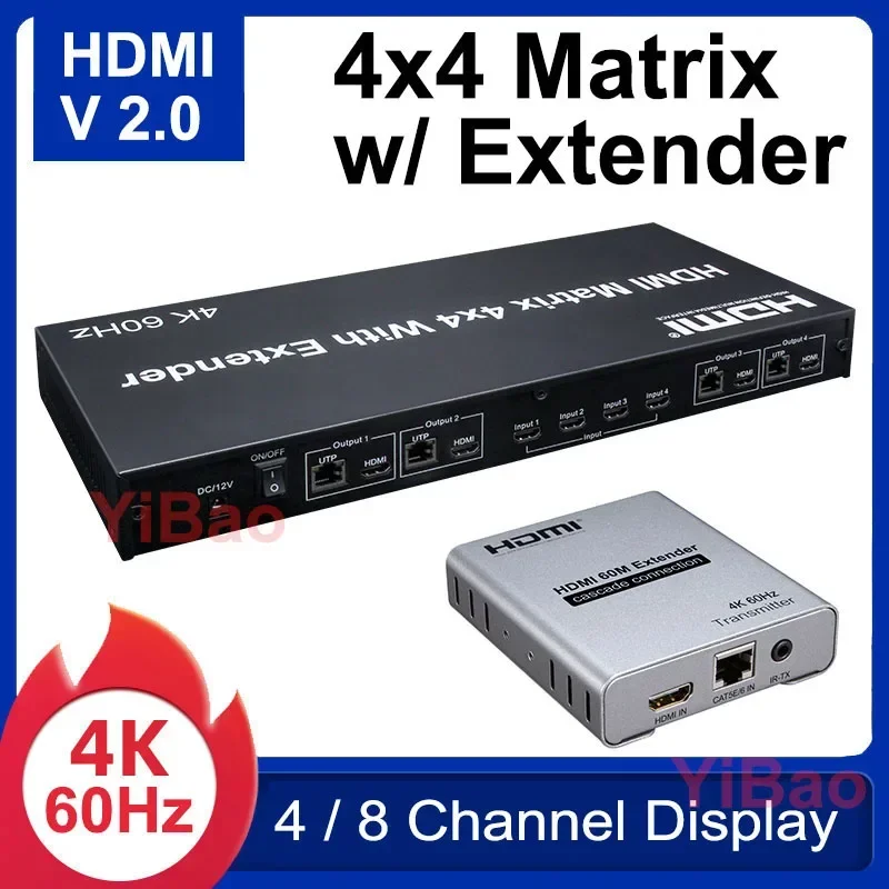 4K 60Hz 4X4 Matrix HDMI2.0 4x4 - Ethernet Switch 8 Port ulasan dan harga