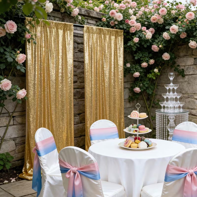 2 Panels Sequin Backdrop Curta - Office Tech Background ulasan dan harga