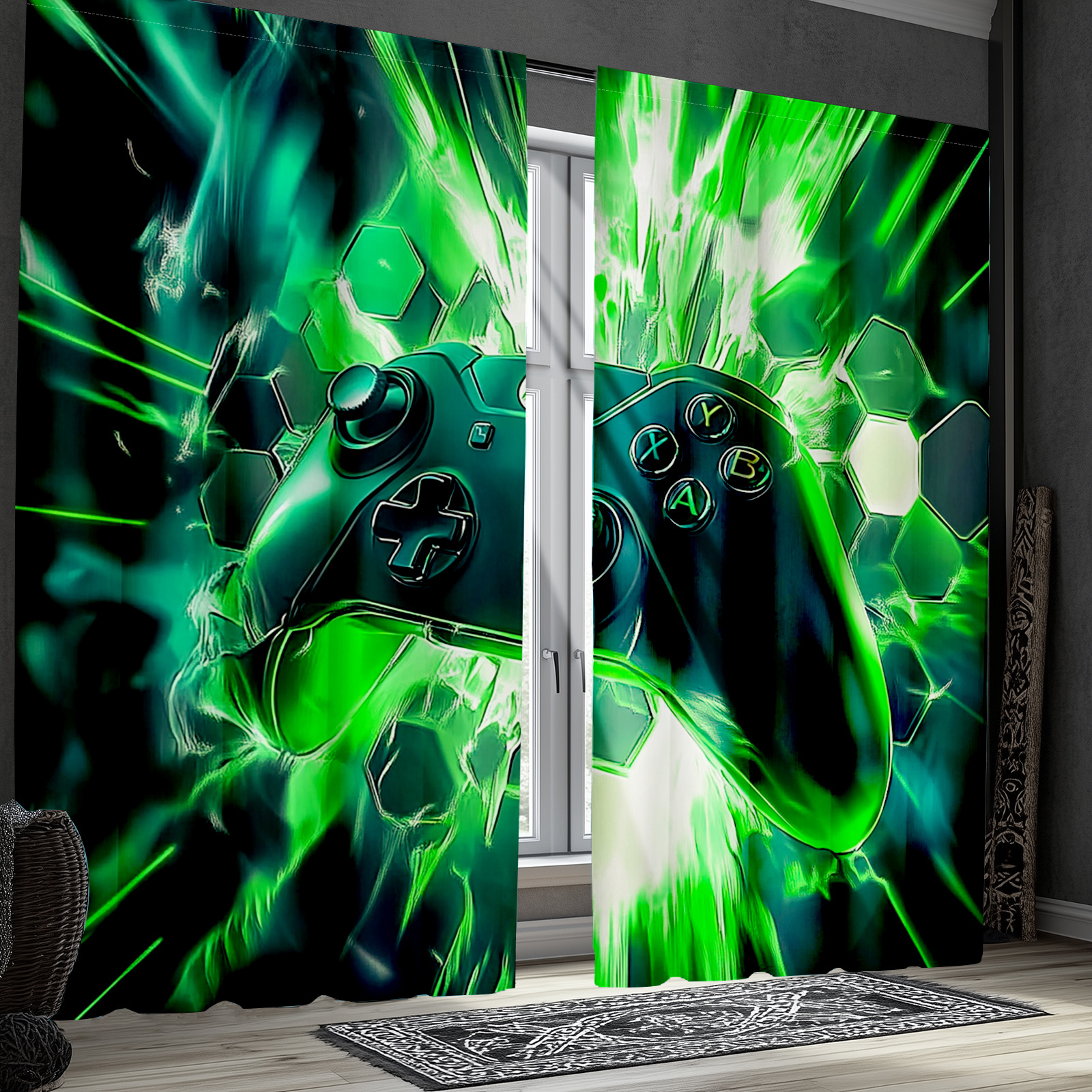 Gaming Controller Curtains Gre - Tech Office Youtube ulasan dan harga