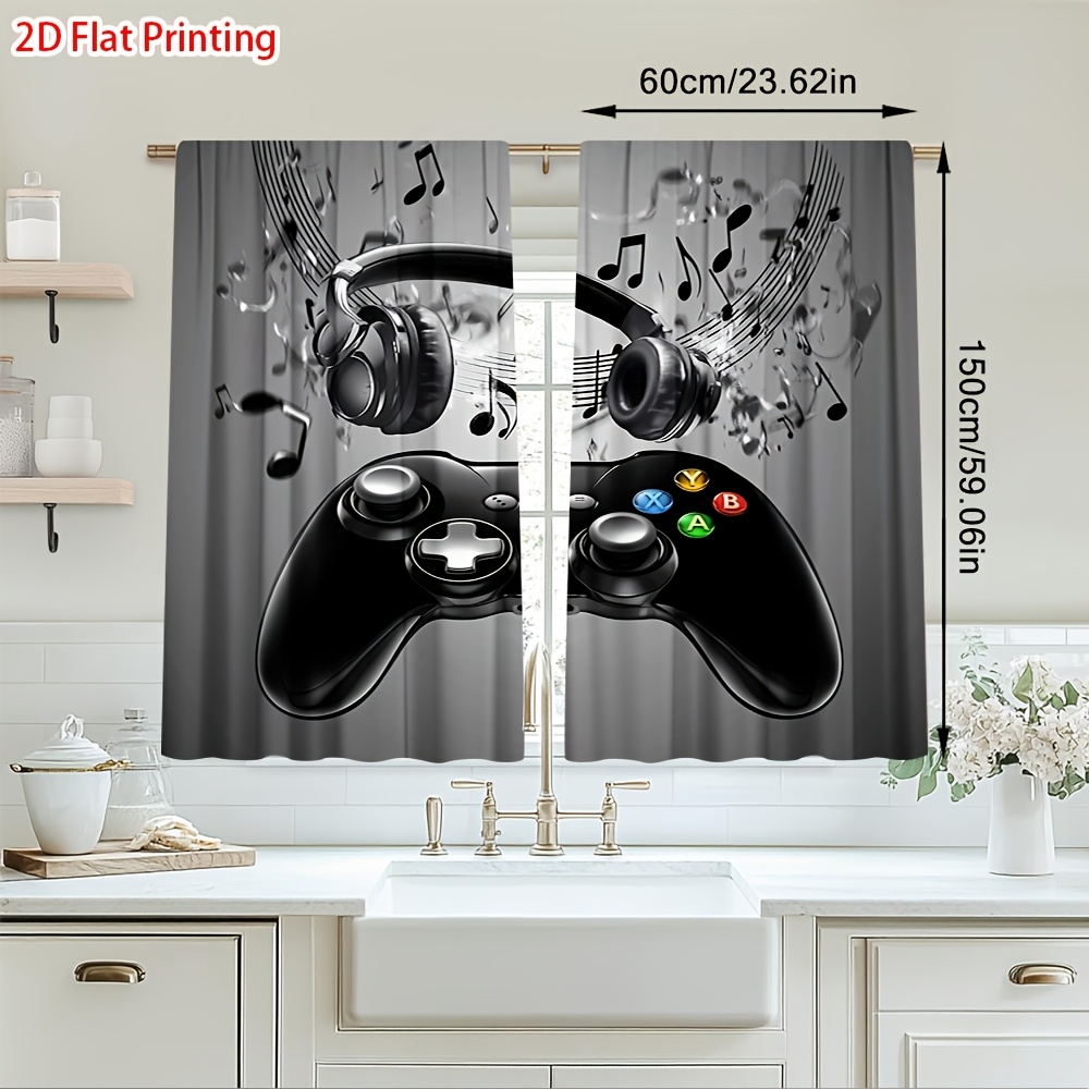 2pcs Game Controller Curtains  - Office Print Tech ulasan dan harga