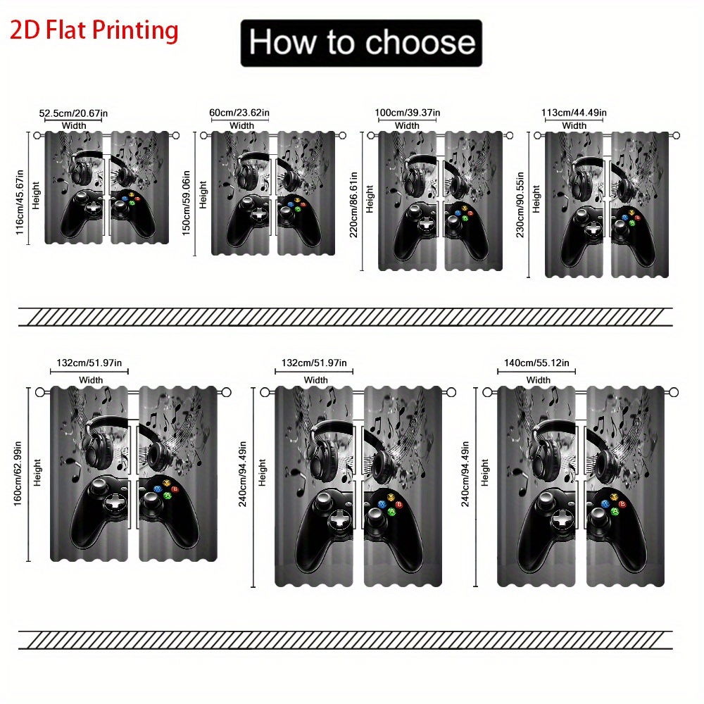 2pcs Game Controller Curtains  - Office Print Tech ulasan dan harga